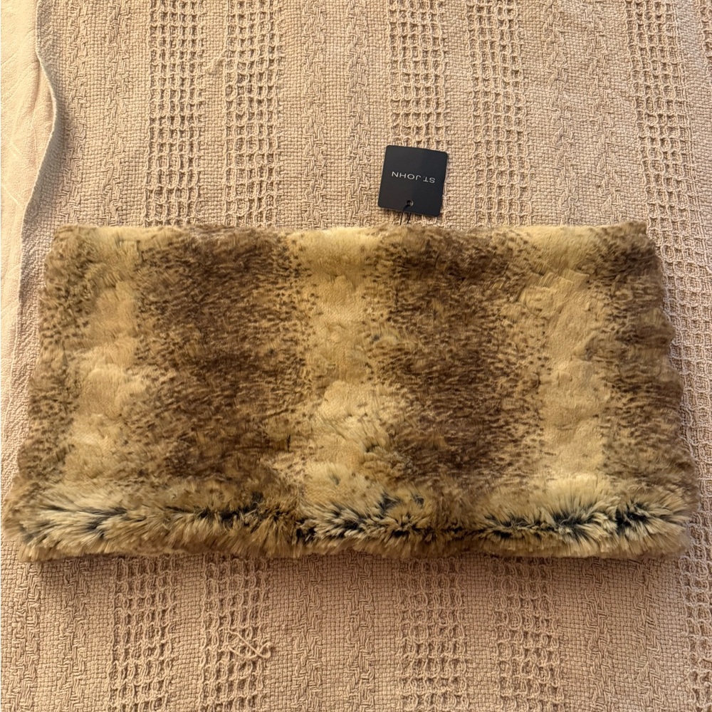 St. John Collection Faux Fur Wrap in Tan and Brown